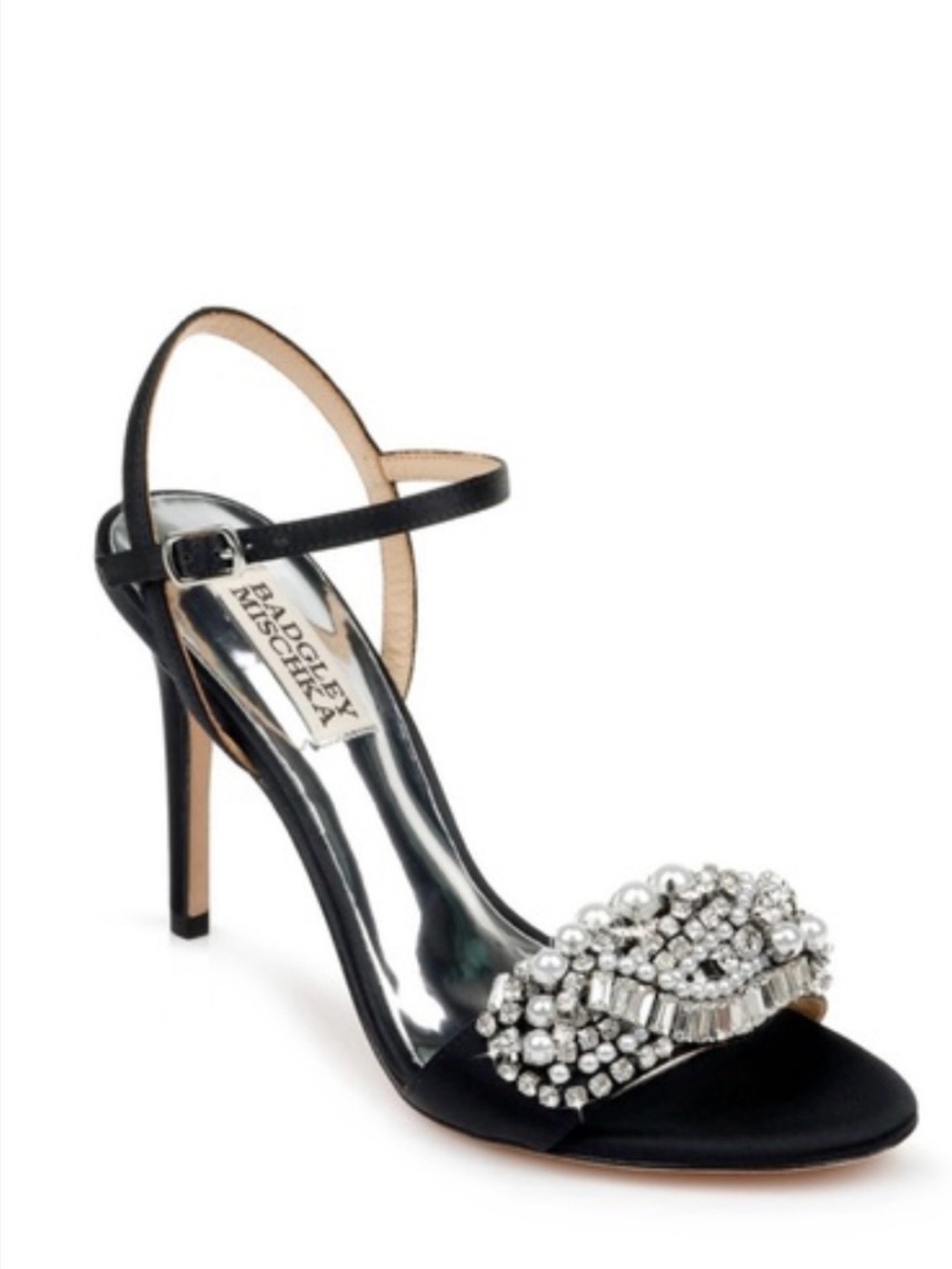 Badgley Mischka Black Embellished Open-Toe Heel